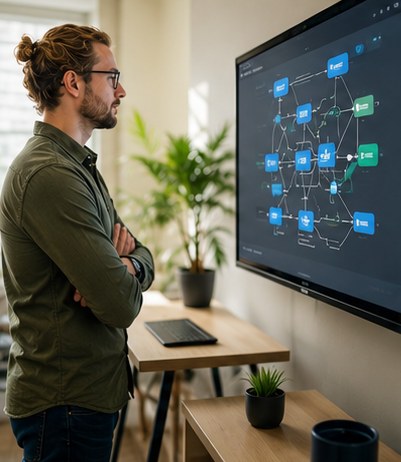Reviewing an automated workflow diagram